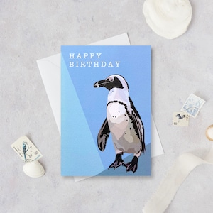 Penguin Birthday Card - Penguin Card - Birthday Card - Penguin Greeting Card - Animal Card - Humboldt Penguin - Penguin - Sea Card - GCA003