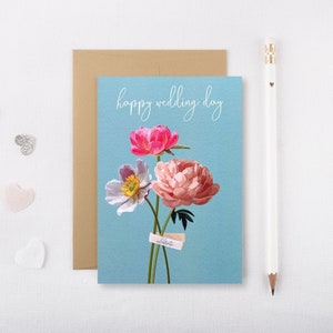 Floral Wedding Card - Wedding Card - Vintage Flower Card - Peony Card - Floral Card - Vintage Floral - Peony - GCS002