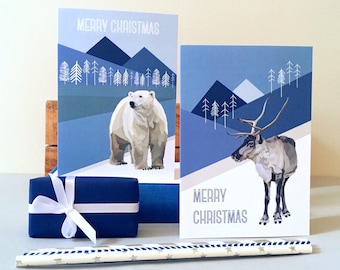 Pack of 6 Christmas Cards - Set of Christmas Cards - Christmas Cards - Xmas Cards - Animal Cards - Greeting Cards - Christmas