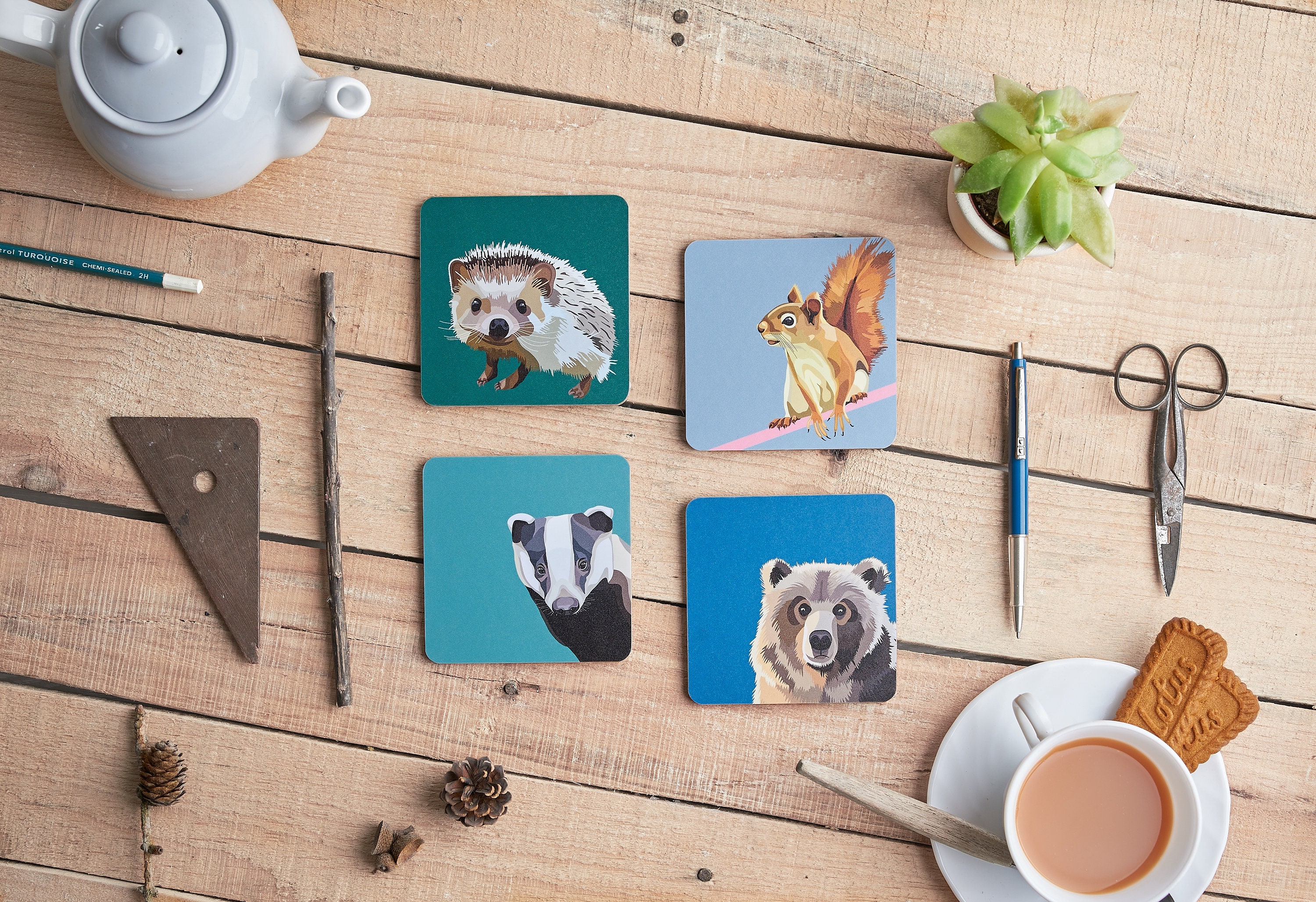Woodland Animal Coaster Set Coasters Animal Coaster Set Etsy