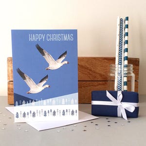 Carte de Noël d’Oie des neiges - Carte de Noël - Carte d’Oie des neiges - Carte de Noël - Carte d’oiseau - Carte de vœux - Noël - Oie des neiges - Oie