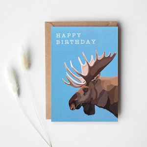 Verjaardagskaart eland - elandkaart - verjaardagskaart - dierenkaart - bosdier - wenskaart eland - eland - GCW012
