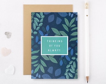 Thinking of You Card - Miss You Card - Love Card - Leaf Print Card - Garden Lover - Floral Card - Sympathy Card - Grief Card - GCR003