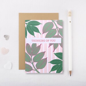 Carte Penser à vous - Carte Bonjour - Carte d’impression de feuilles - Carte de sympathie - Carte Miss You - Carte de vœux - Penser à vous - GCS010
