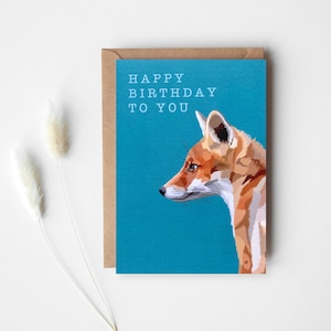 Carte d'anniversaire de renard - carte de renard - carte d'anniversaire - carte d'animal - animal de la forêt - art de renard - carte de renard mignon - carte de voeux de renard - renard - GCW005