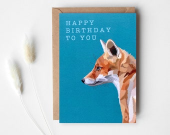Biglietto di auguri di compleanno a forma di volpe - Biglietto di auguri a forma di volpe - Biglietto di auguri di compleanno - Biglietto con animali - Animale del bosco - Arte della volpe - Biglietto di auguri a forma di volpe - Volpe - GCW005
