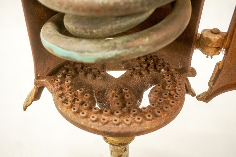 Antique Hot Water Heater with Burner Steampunk Industrial Copper Pipe Coil Gas or Oil heater Architectural Salvage