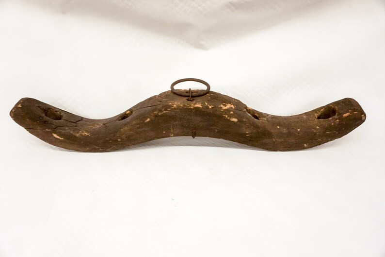 Antique 36 Wooden Ox Yoke Rustic Decor Primitive Repurpose Lamp Light Fixture Country Oxen Farm