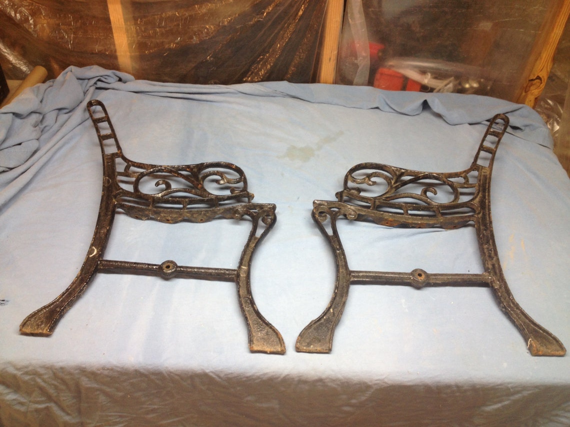 Vintage Cast Iron Garden Bench Sides Legs Small Etsy