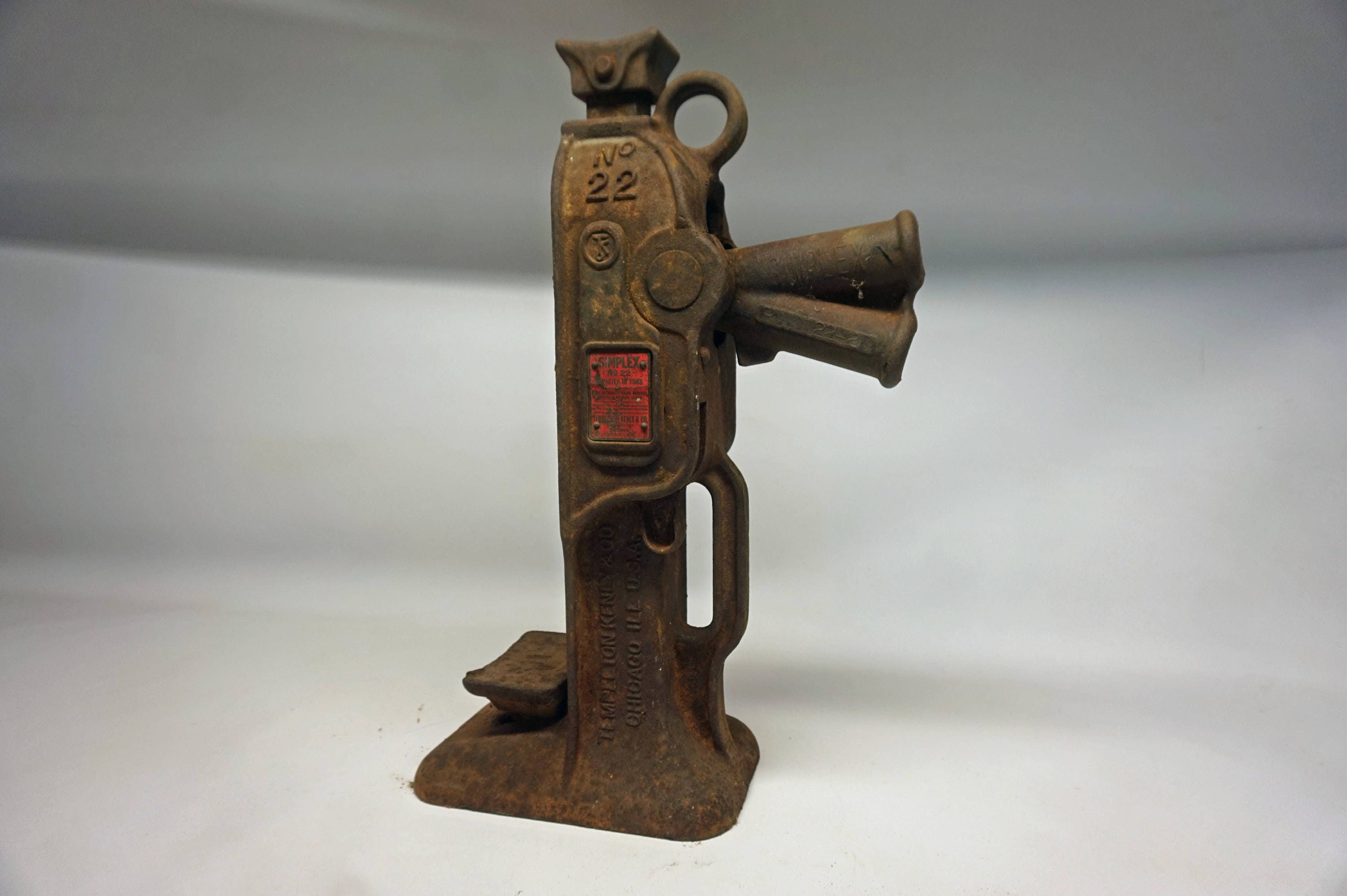 GIGANTIC 10 Ton Simplex Railroad RR House Jack No. 22, Antique