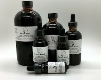 Basil Leaf Tincture, Extract, Ocimum Basilicum, Digestion & Urinary Support