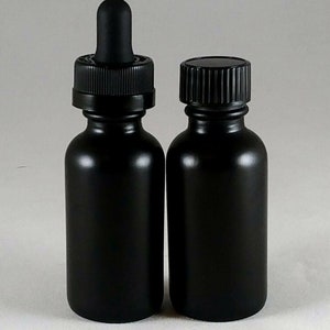 1 Unze mattschwarze Boston Runde Glasflasche mit Tropf oder Cap-Lot-Größe 1,6,12 oder 24