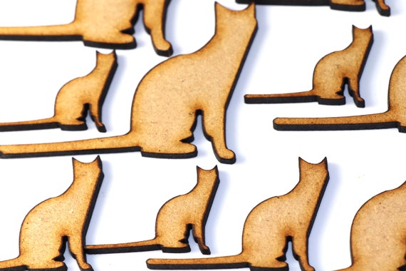 Wooden MDF Craft Shapes Animal Kitten Cat Bunting Craft Embellishment Decoration