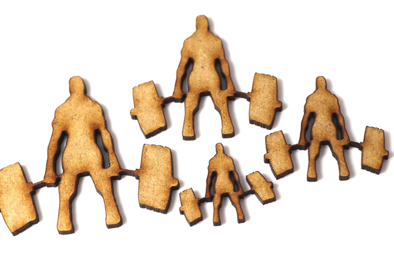Wooden MDF Sports Weightlifter Dumbbells Shapes Bunting Craft Woodworking Embellishment Decoration