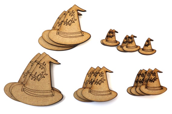 Wooden Party Bunting Halloween Witch-hat Embellishments Craft Decorations MDF