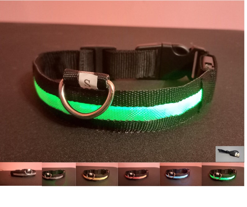 USB Rechargeable LED Pet safety collars multicolor light