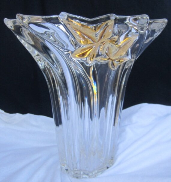 Vase Vintage Lead Crystal Vase By Wather Glass With Frosted Etsy