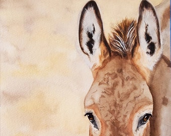 Original Watercolor painting of a Donkey