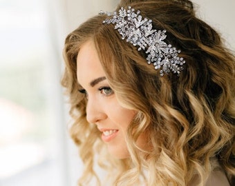 Crystal Leaf Hair Vine, brow band or hairvine , luxury crystal bridal hair accessories, bridal hair, wedding hair Couture
