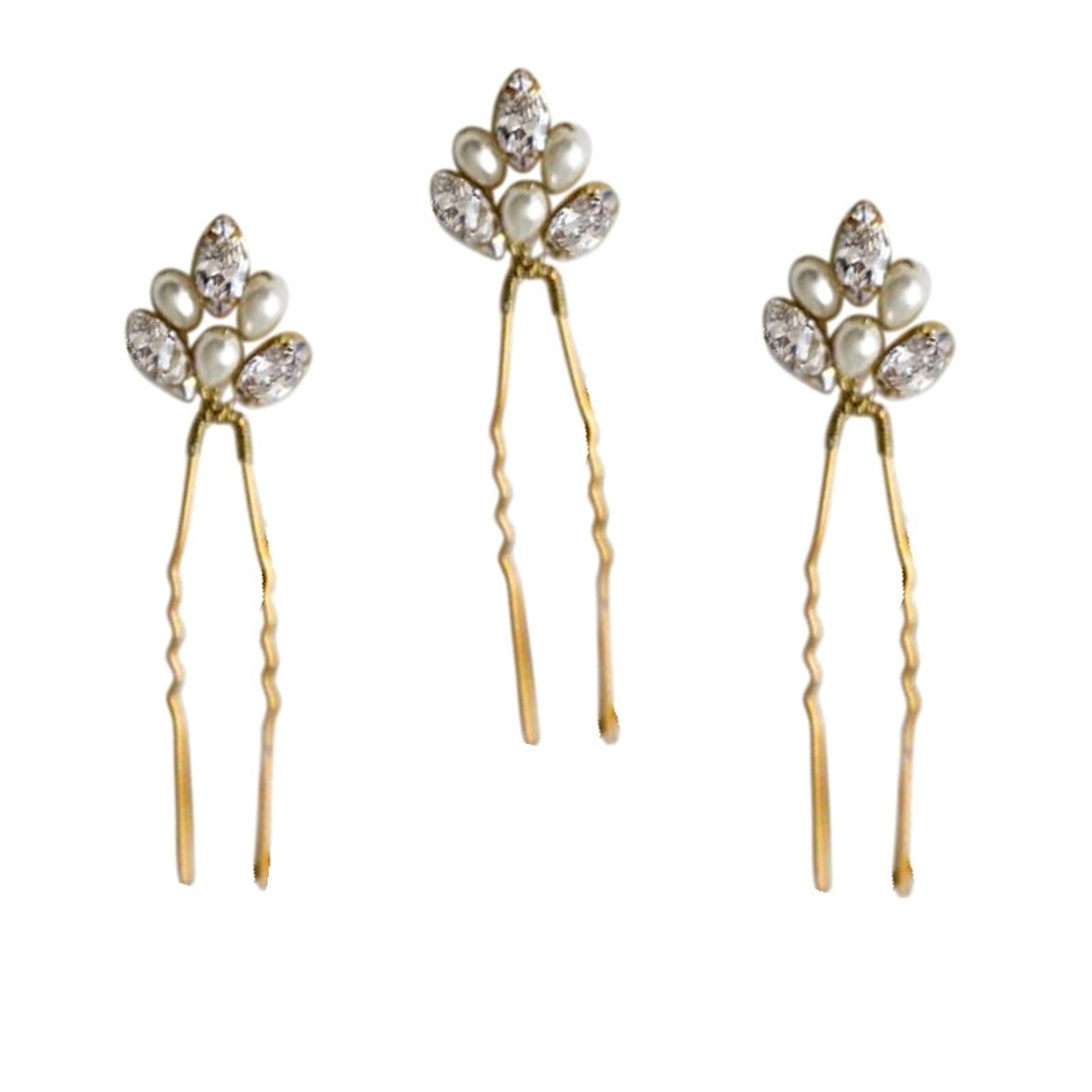 Golden Crystal Hair Pins,vintage Golden Hair Pins, Golden Hair Pins