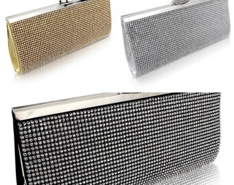 Crystal Glamour Clutch Bag Black Finish, prom tassen, bruidstassen, Couture tassen, Crystal Glamour, Hollywood Chic