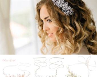 LUXURY Crystal Leaf Hair Vine, brow band or hairvine , luxury crystal bridal hair accessories, bridal hair, wedding hair Couture