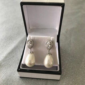 Pearl droplet earrings, Beautiful Glamour Ivory Pearl Earrings, bridal ear rings, prom earrings, bridal accessories, bridal jewellery image 5