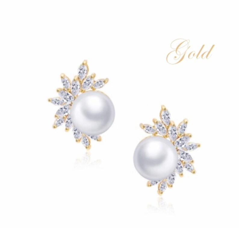 Faux Pearl Earrings Ivory Crystal Cluster Faux Pearl Stud Etsy UK