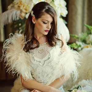 Beautiful Ostrich Feather stole , bridal shawl. image 4