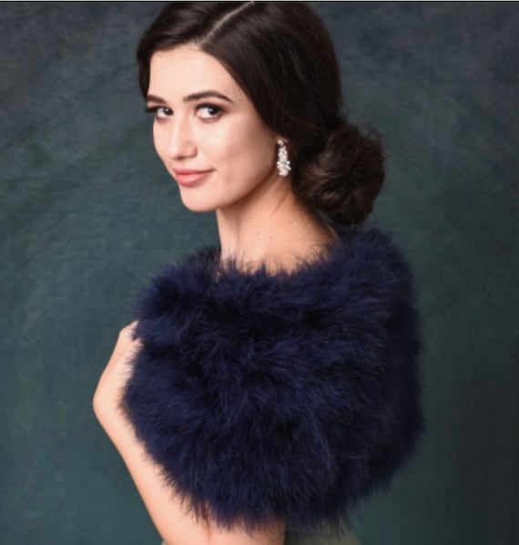Navy feather best sale shrug