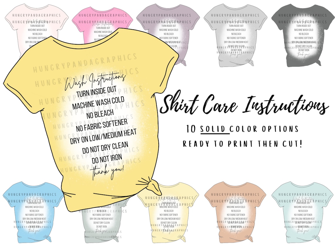 Care card shirt care instructions sublimation shirt washing Etsy