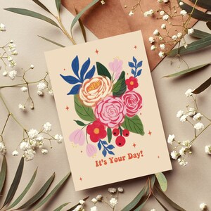 Birthday card bundle - Pack of 2 - Greeting cards with envelopes | folk florals birthday cards blank inside