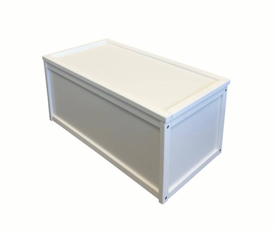 white wooden toy chest