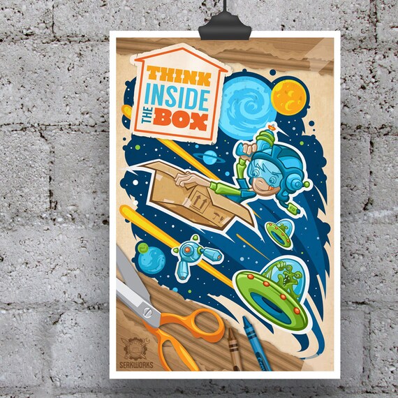 Box inspirational poster motivational Thinking inside the box: Young inventor