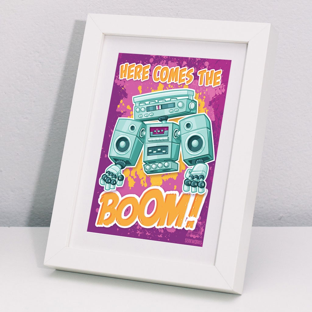 Here Comes the Boom postcard boom box hip hop graffiti Etsy