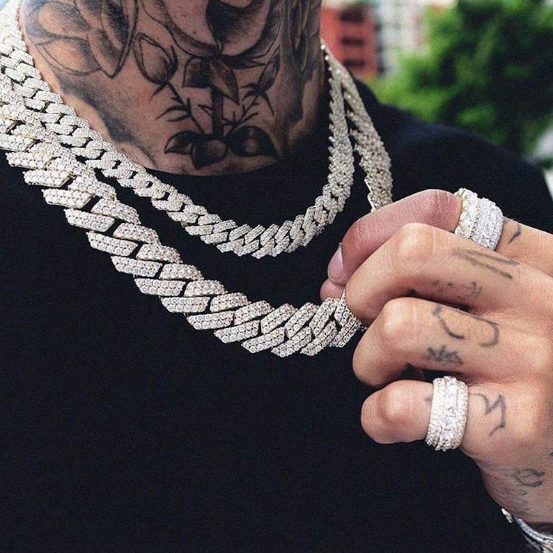 19MM hombres collar de cadena cubana iced hacia fuera bling Etsy España