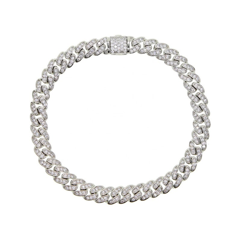 6.5mm cuban link chain Iced out bling cz cuban link chain bracelet for women mens hiphop jewelry gold silver