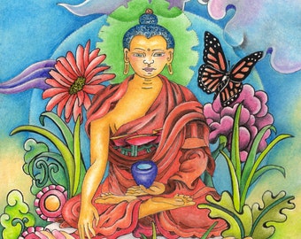 5X7 Archival Print of Buddha in a Garden - by Deborah Kalantari - My Heart and Soles