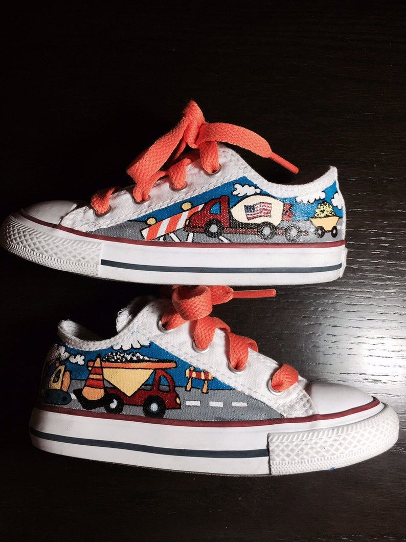 Hand Painted Converse for Toddlers Construction Site Theme by Deborah ...