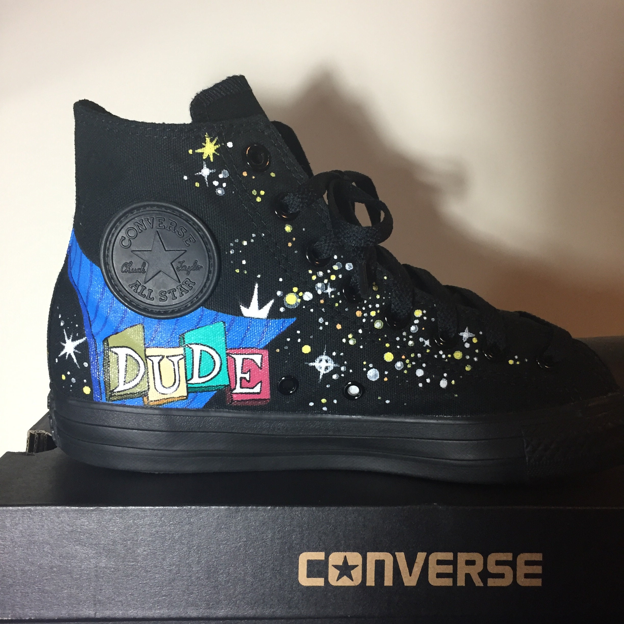 Movie Theme Big Lebowski Hand Painted High Top Converse by