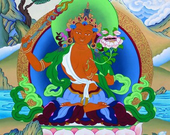 5X7 Archival Print of Manjushri Thangka - by Deborah Kalantari - My Heart and Soles