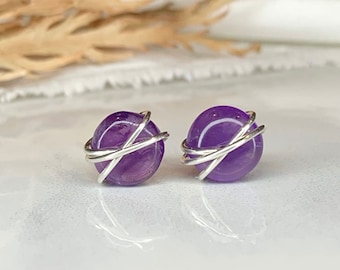 amethyst earrings,free shipping,february birthstone,amethyst studs in gold filled or sterling filled,healing jewelry,amethyst studs in gold