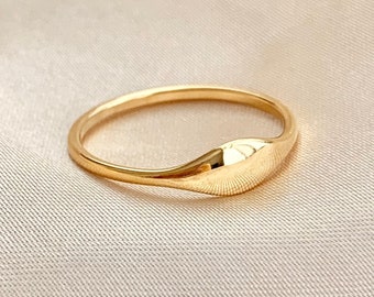 Shiny Gold Signet Ring,18k gold,non tarnish,hypoallergenic,waterproof,gold steel,layering ring,small signet ring,gold stacking,reflective,gf