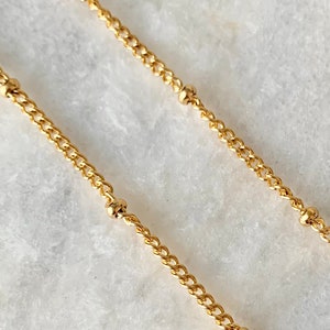 Dainty Satellite Chain Necklace,18k gold,stainless steel,minimalist,layering necklace,curb link style,dot chain,necklace everyday gold jewel image 1