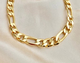 Statement Shiny Thick Figaro Chain,18k Gold Filled Yellow 6mm Chain,christmas gift for mom,boss,sister,gold filled figaro layering bohemian