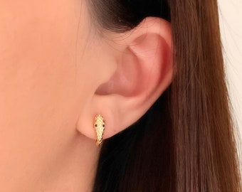 Gold Snake Earrings,Serpent Huggies,925 Gold Vermeil,hoop earrings,boho jewelry,gold snake huggie earrings,gift,stocking stuffer,minimalist