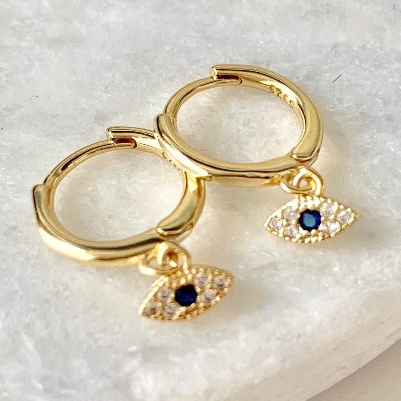 Protective Eye Gold Hoop Huggies
