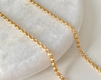 Long Chain Necklace,Rolo,Rounded box chain,unisex,14k gold,stainless steel,Choose your length,22",2mm,hypoallergenic,waterproof,minimalist