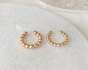 Simple Beaded Ear Cuff,Gold,handmade,adjustable,Ball conch earring,2 sizes,14k gold filled,dainty gold ear wrap,minimalist,single band,gifts