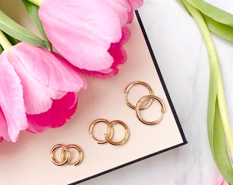 Gold Hoop Earrings - Choose 15mm, 12mm, 10mm - Gold Vermeil - 925 - Everyday Earrings - Thin Hoops - Classic - Timeless - Water Resistant